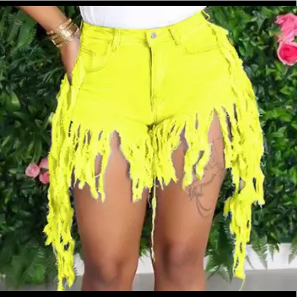 Plus Size Womens Fringe Shorts